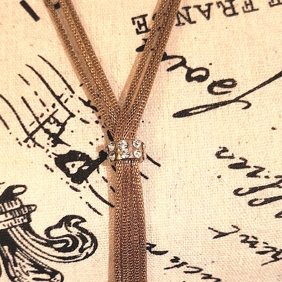 Elegant Bronze-rose Gold Tone And Rhinestones Necklace - Picture 5 of 5